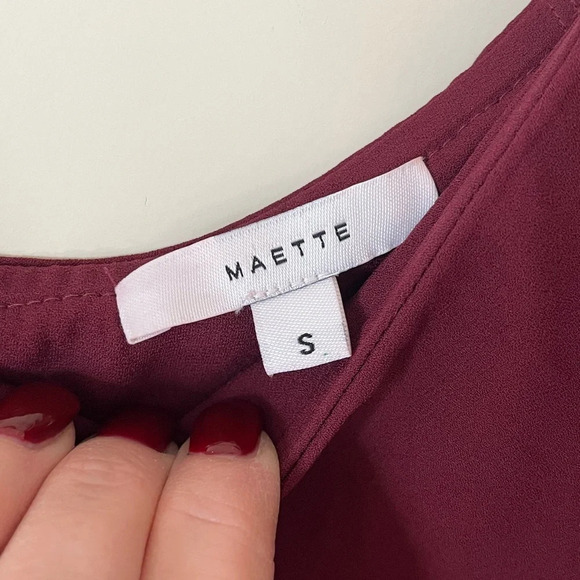 Maette Burgundy Polyester Drop Shoulder Blouse Women’s Size Small - Picture 8 of 13